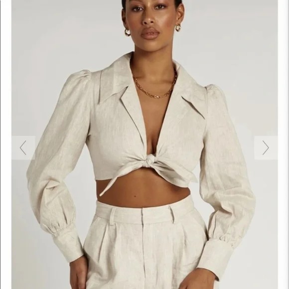 Zara Tops Zara Linen Blend Wrap Crop Top Beige Size S Poshmark